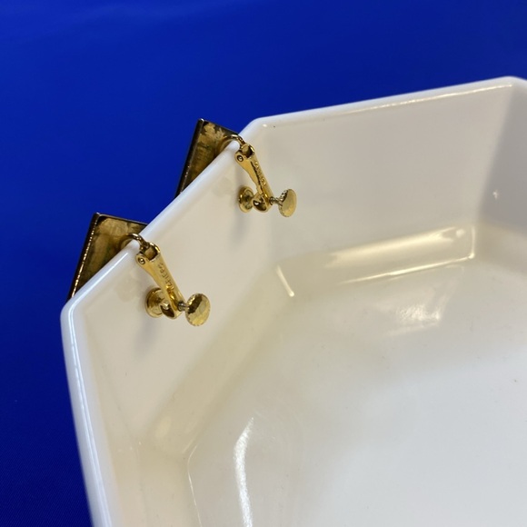 Vintage Napier Blue & Gold Tone Clip-on Earrings - Picture 2 of 7